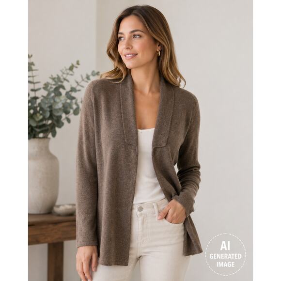 Brunello Cucinelli Sweaters - Brunello Cucinelli Cashmere Cardigan Sweater Brown Open Front Size M